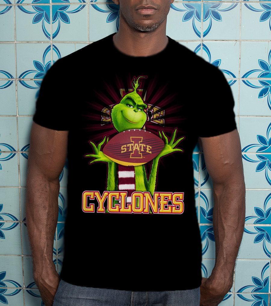 Grinch Holding Iowa State Cyclones Football T-Shirt
