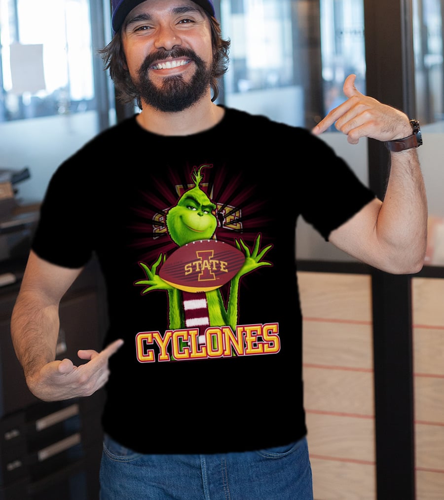 Grinch Holding Iowa State Cyclones Football T-Shirt