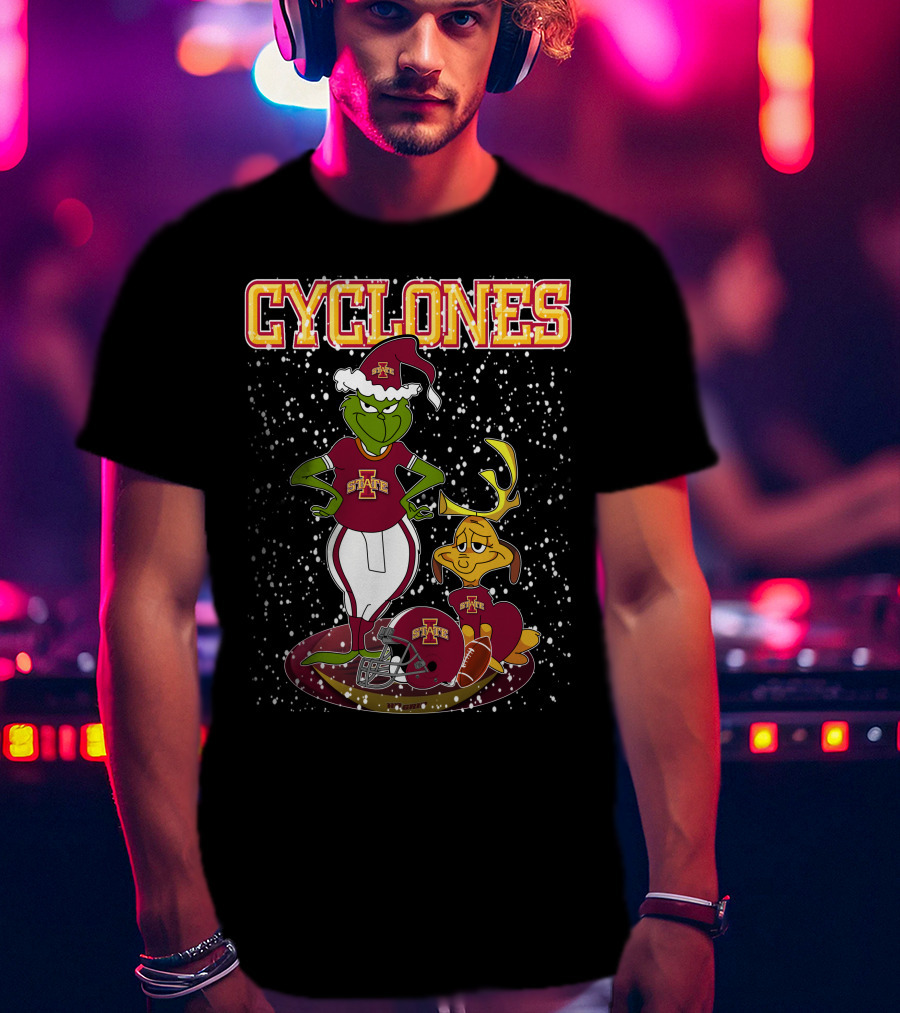 Grinchxmas Iowa State Cyclones Holiday Football T-Shirt