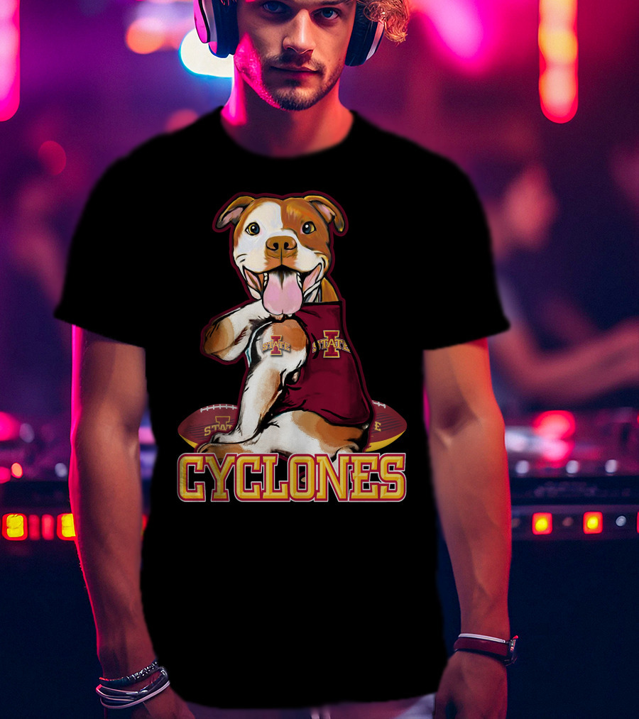 Iowa State Cyclones Pitbull With Football And Tattoos T-Shirt