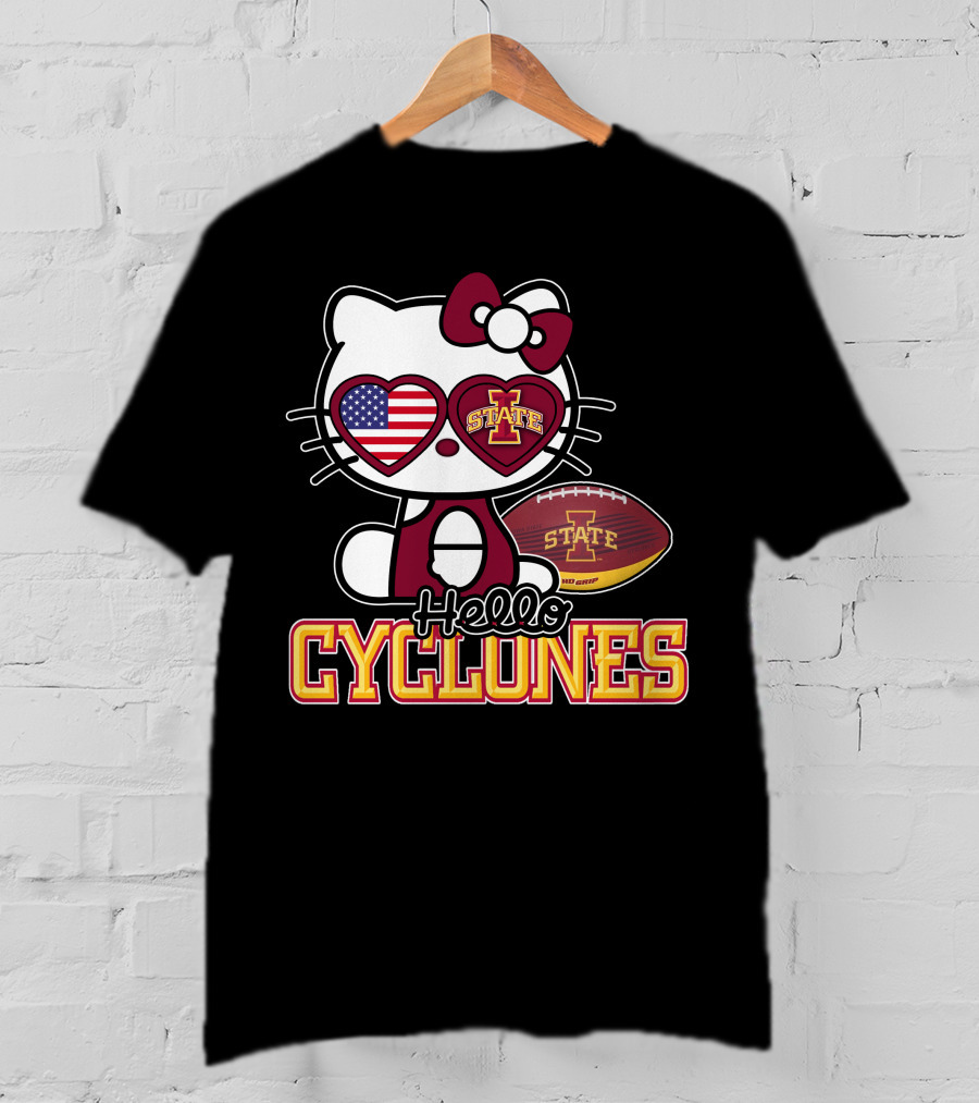 Hello Kitty Iowa State Cyclones Football American Flag T-Shirt