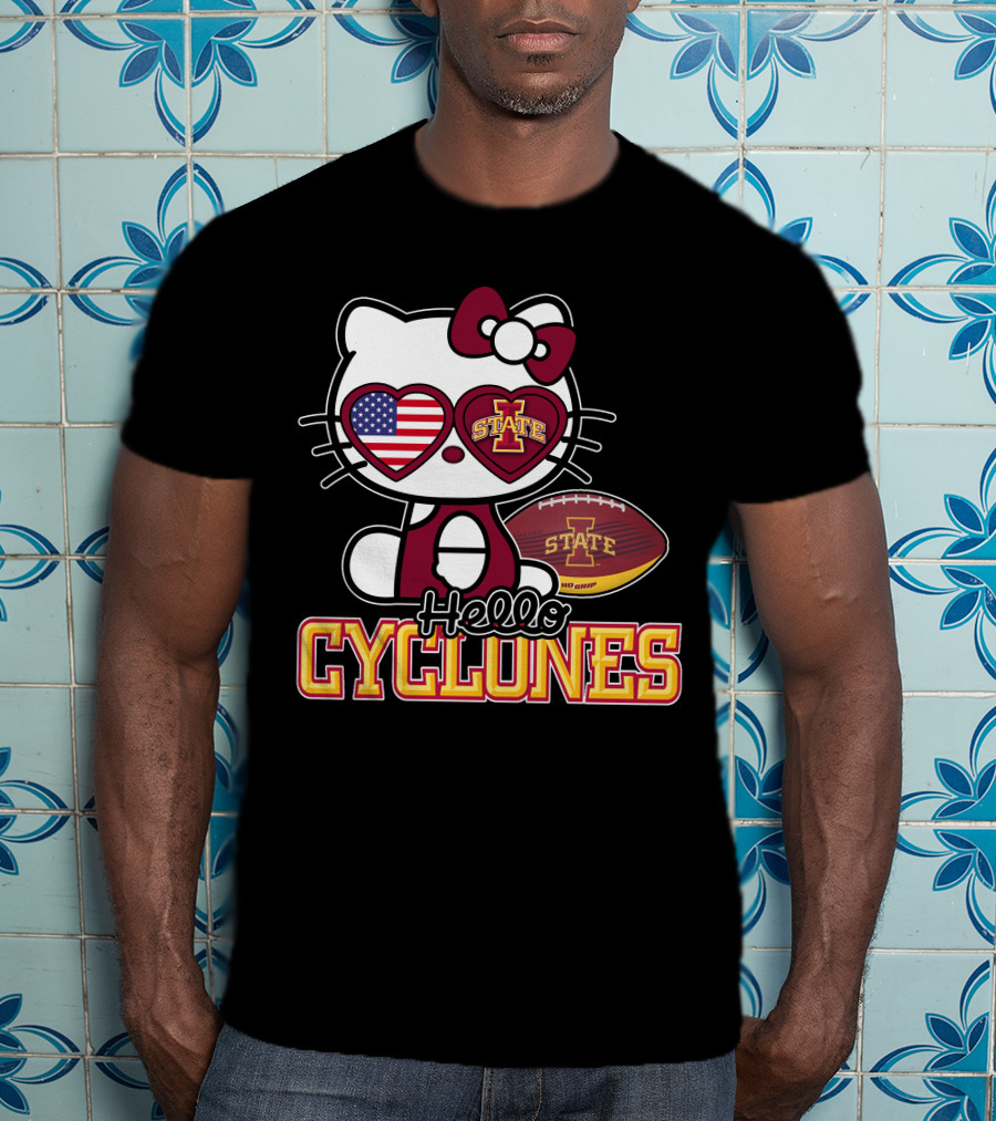 Hello Kitty Iowa State Cyclones Football American Flag T-Shirt