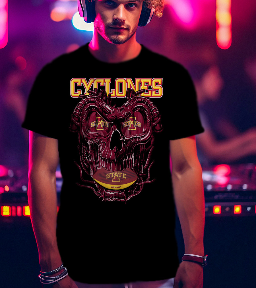 Cyclones Dragonskull Iowa State X Cyclones Football Helmet Skulls T-Shirt