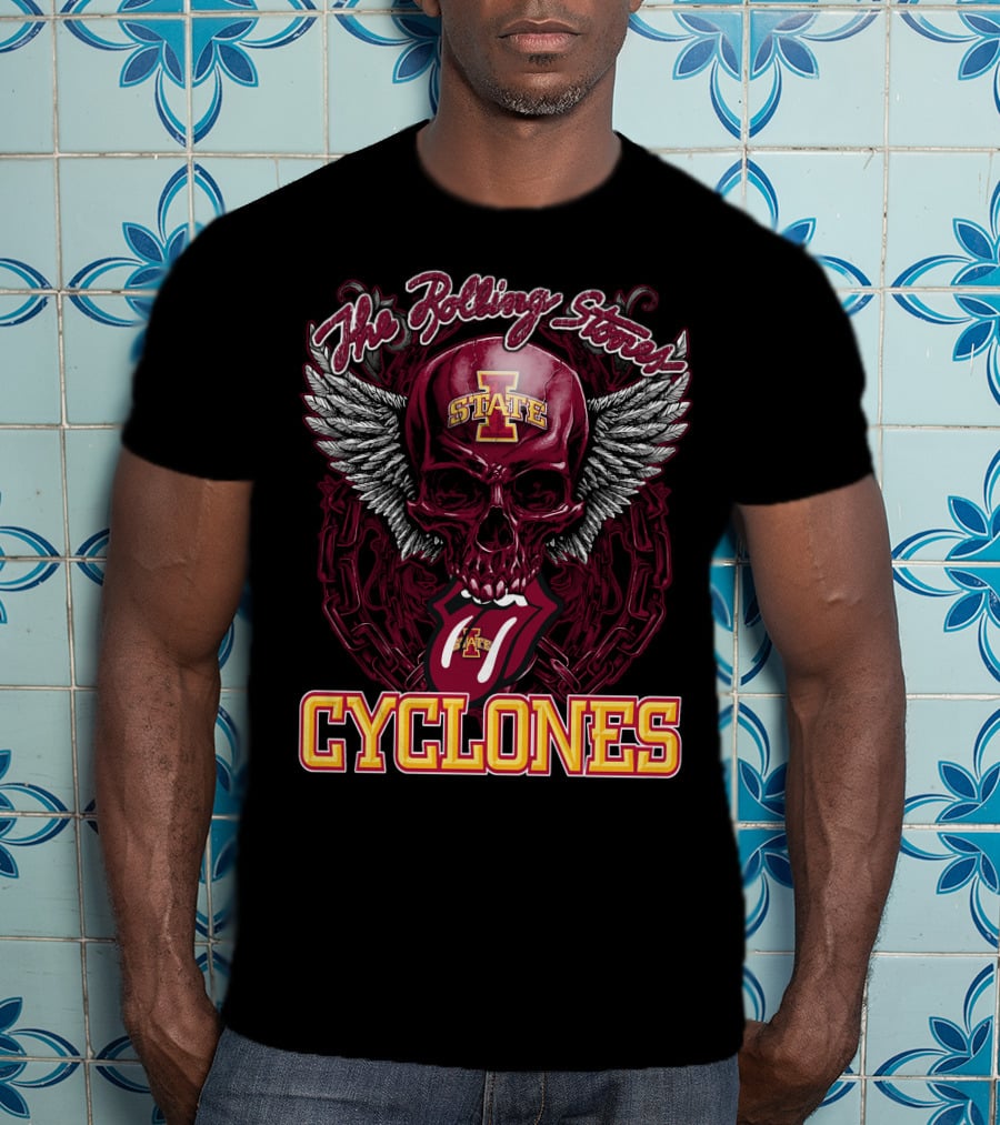 The Rolling Stones Iowa State Cyclones Skull Winged Tongue T-Shirt