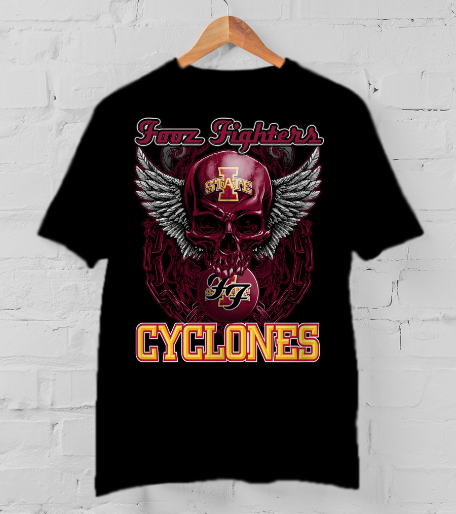 Iowa State Foo Fighters Cyclones Winged Skull T-Shirt