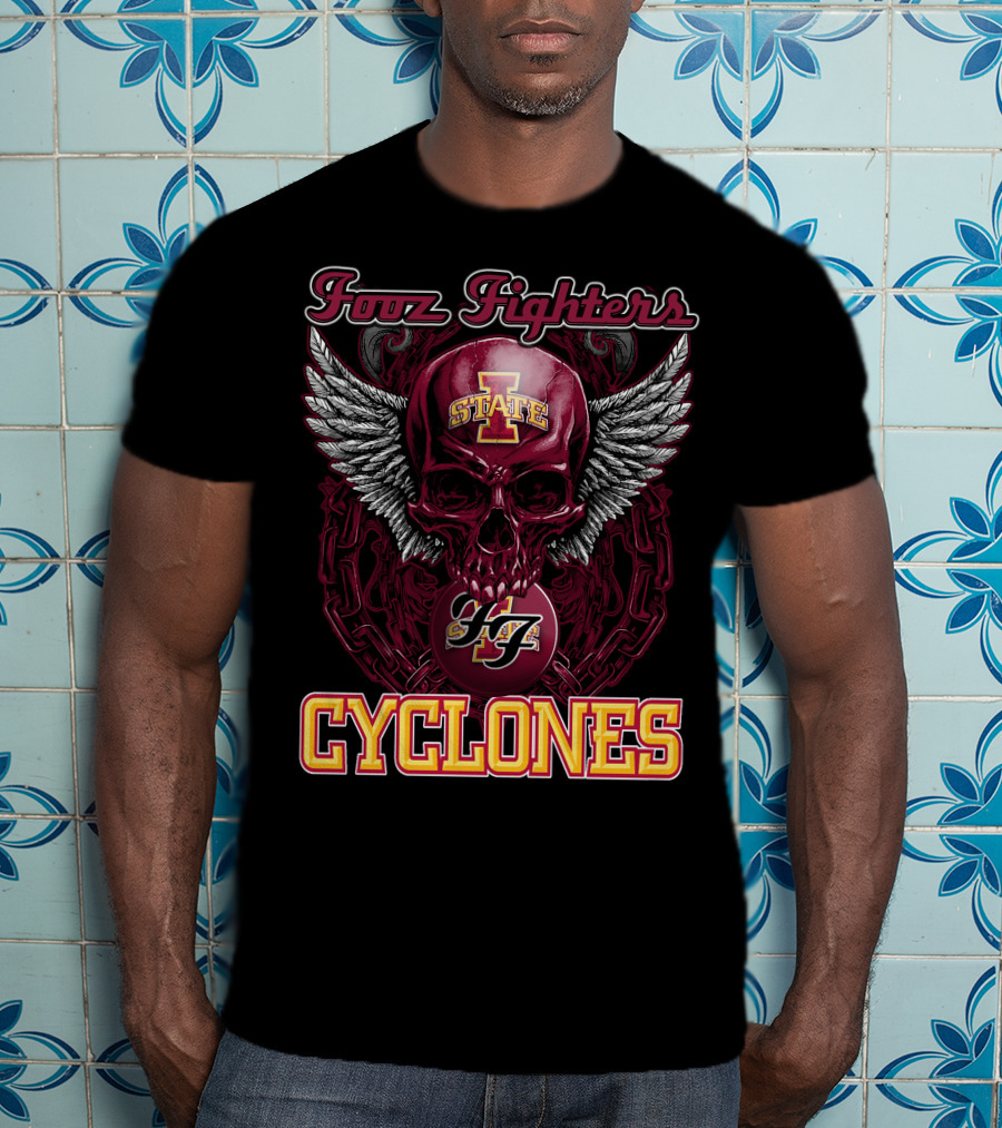 Iowa State Foo Fighters Cyclones Winged Skull T-Shirt