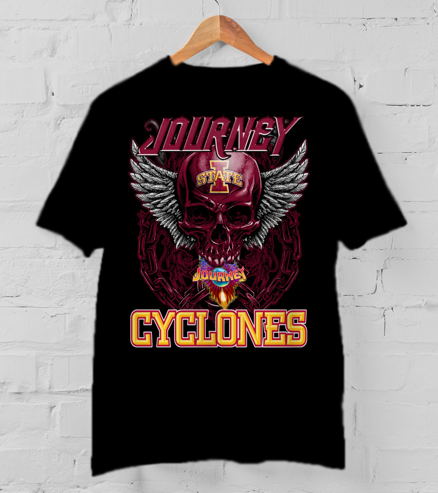 Journey Cyclones Iowa State Winged Skull Flame T-Shirt