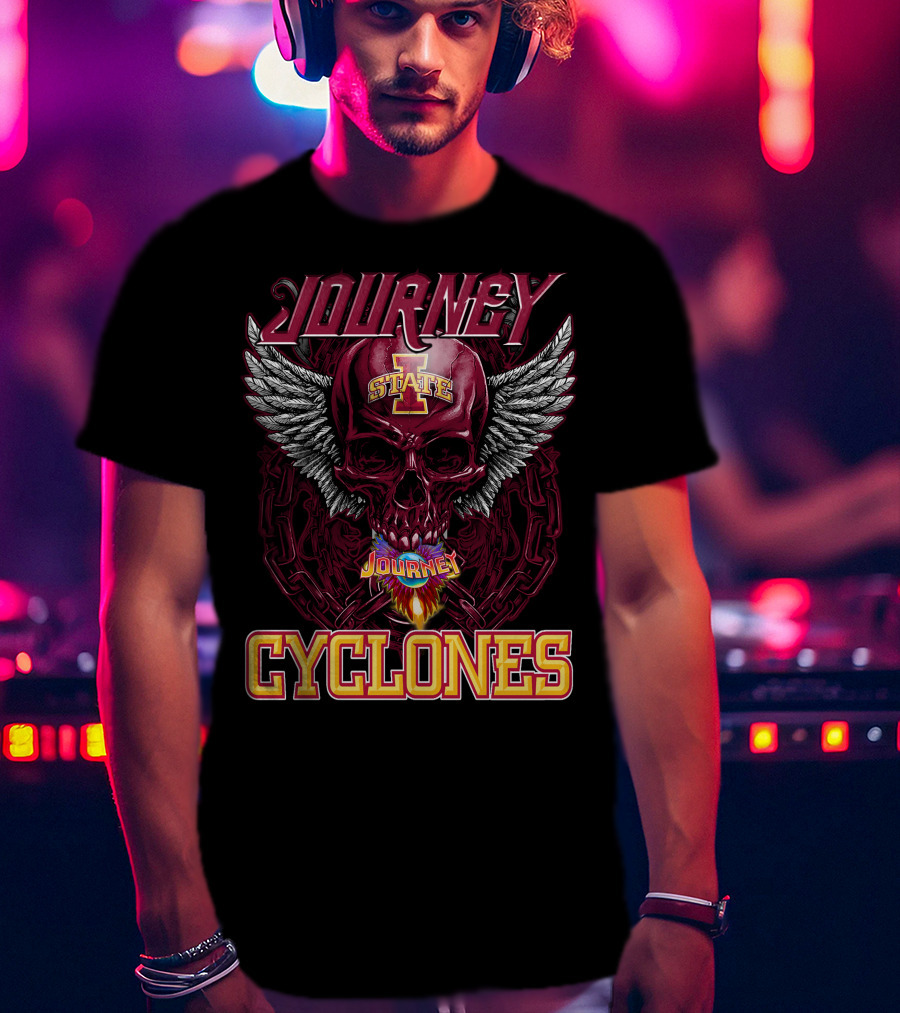 Journey Cyclones Iowa State Winged Skull Flame T-Shirt