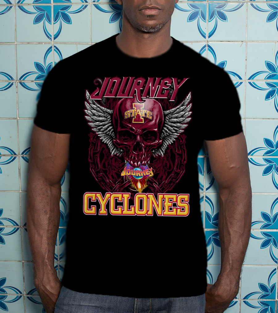 Journey Cyclones Iowa State Winged Skull Flame T-Shirt