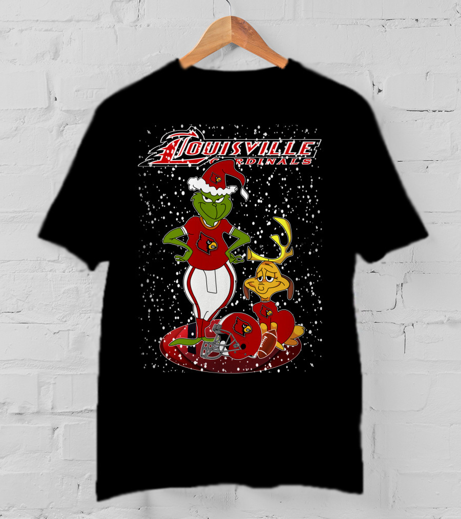 Grinchxmas Louisville Cardinals Football Snow Scene T-Shirt