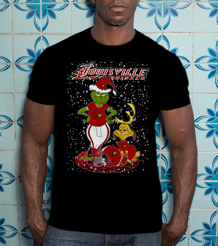 Grinchxmas Louisville Cardinals Football Snow Scene T-Shirt