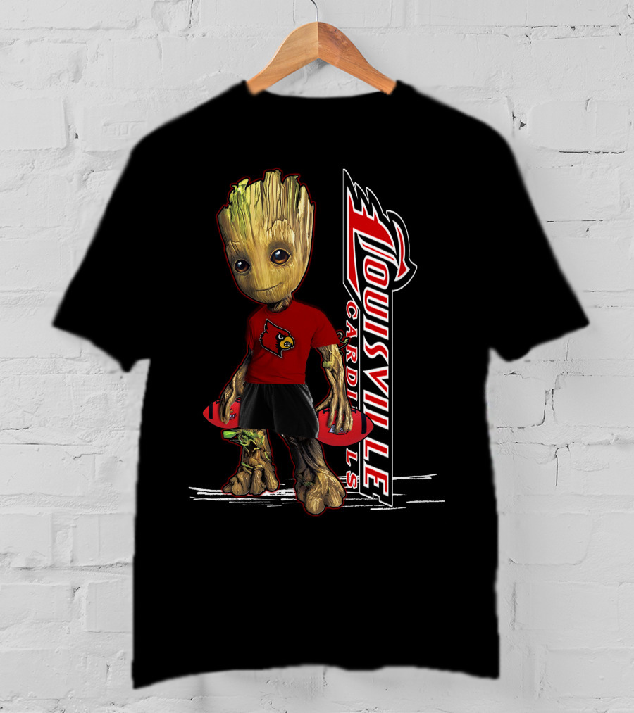 Groot Louisville Cardinals Fan Character With Team T-Shirt
