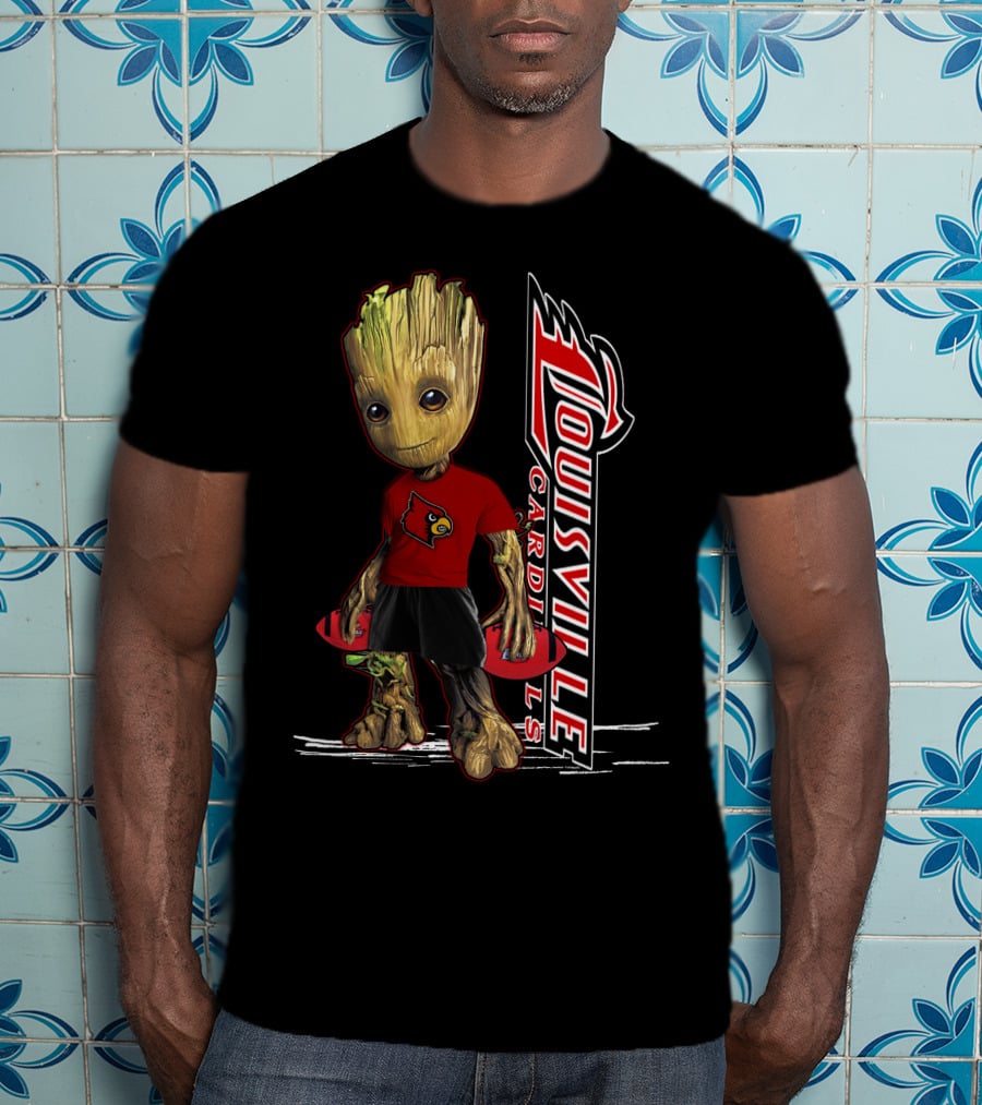 Groot Louisville Cardinals Fan Character With Team T-Shirt