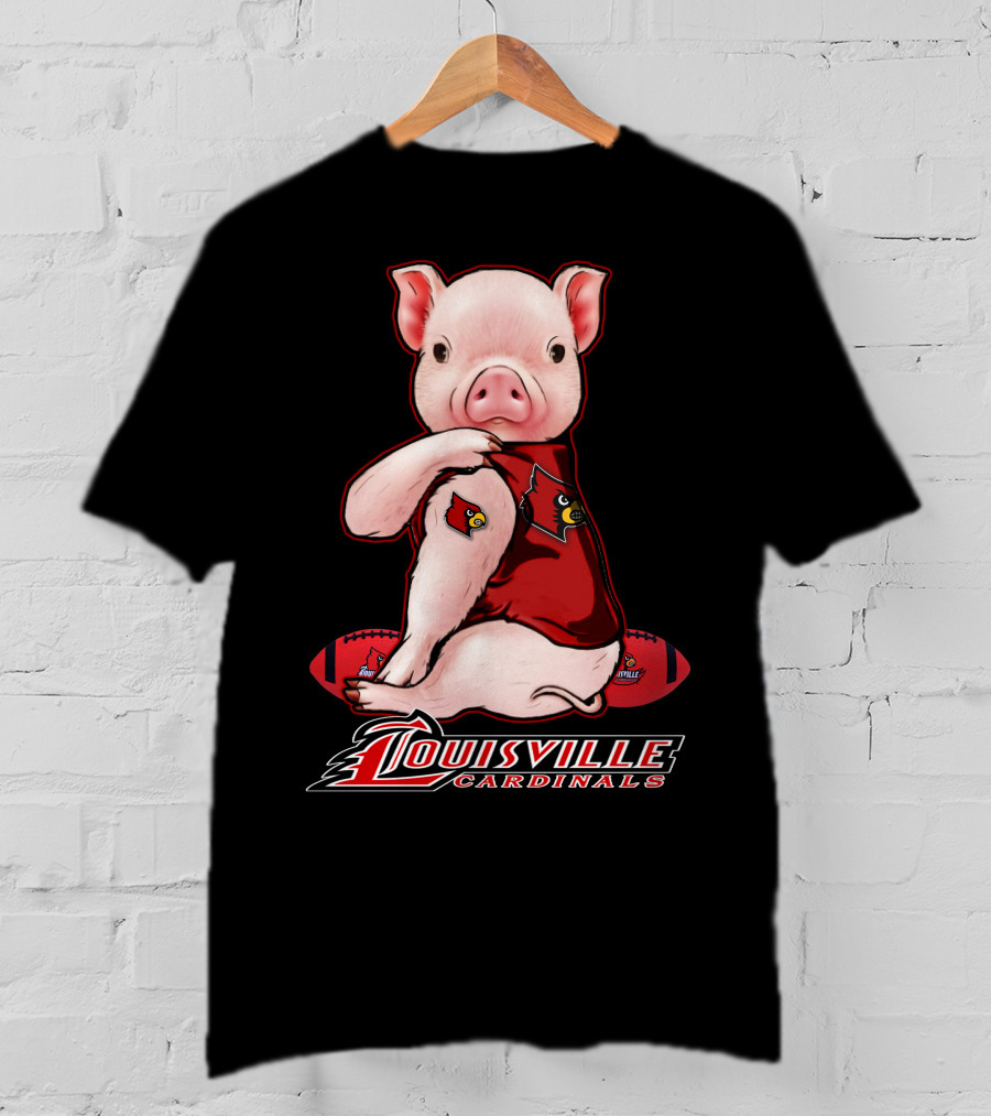Louisville Cardinals Pig With Football Gear T-Shirt