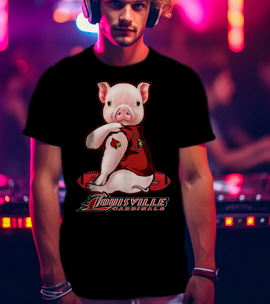 Louisville Cardinals Pig With Football Gear T-Shirt