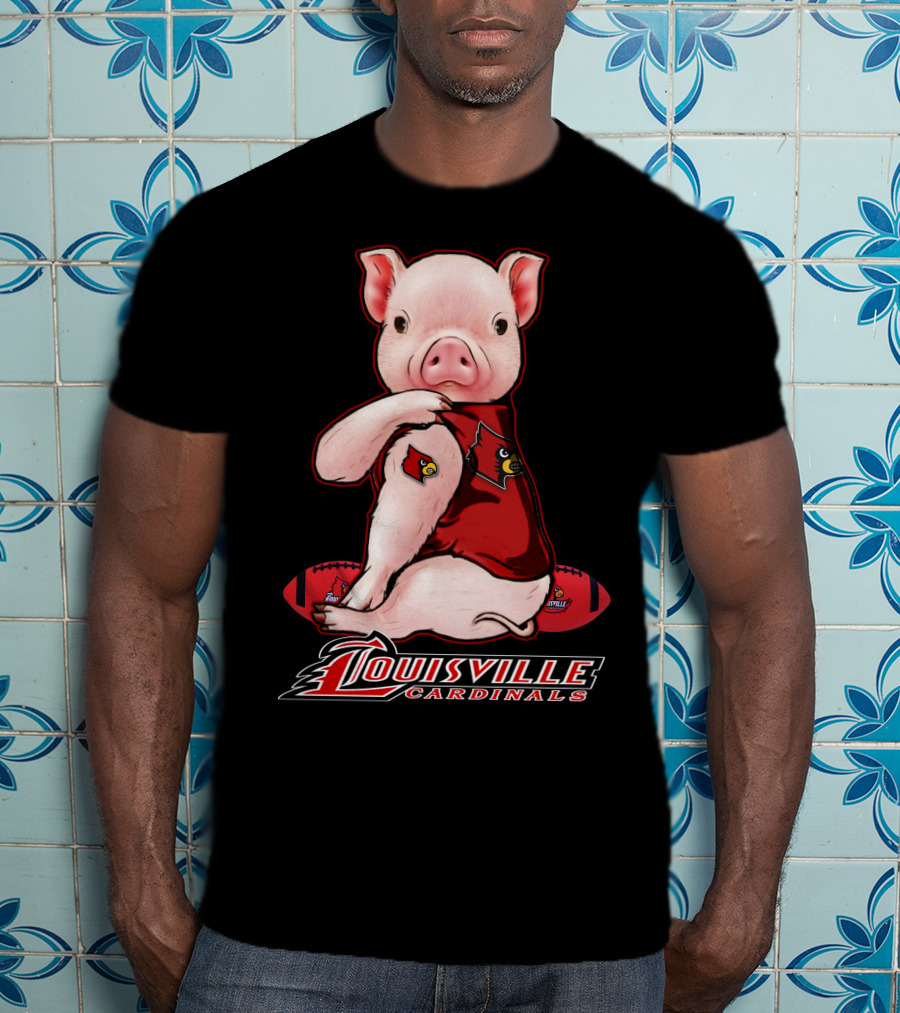 Louisville Cardinals Pig With Football Gear T-Shirt