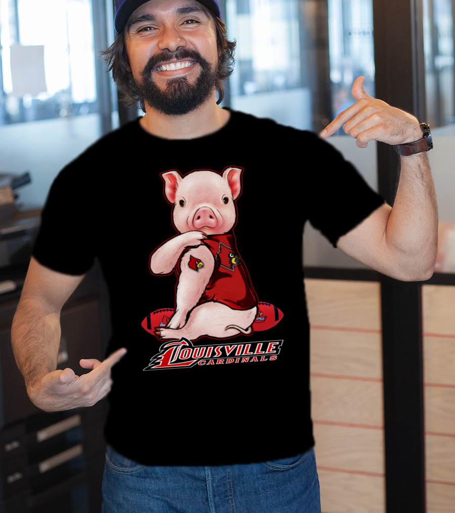Louisville Cardinals Pig With Football Gear T-Shirt