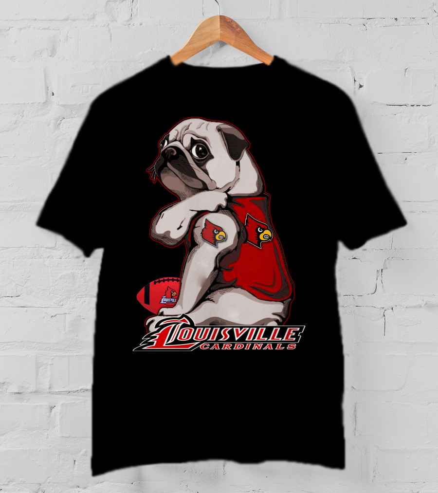 Louisville Cardinals Pug Football T-Shirt