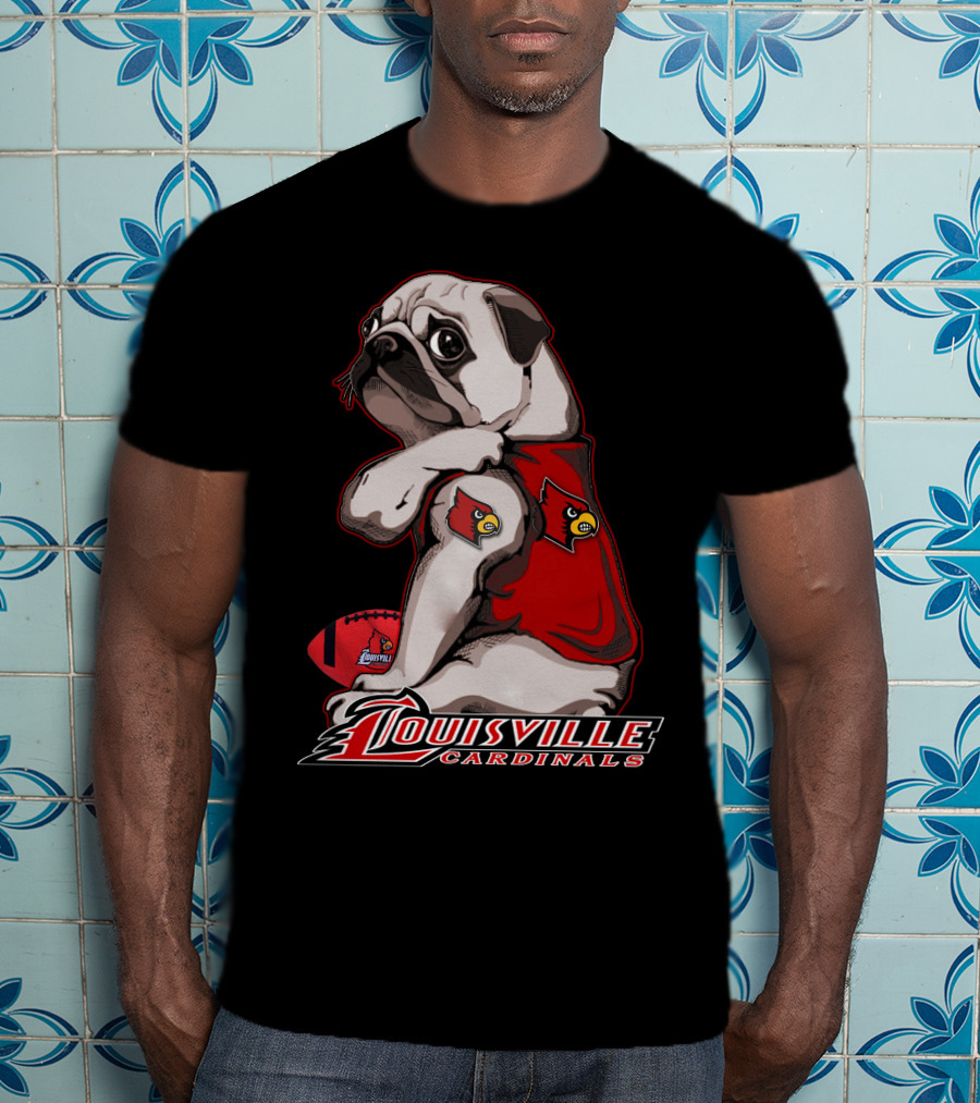 Louisville Cardinals Pug Football T-Shirt