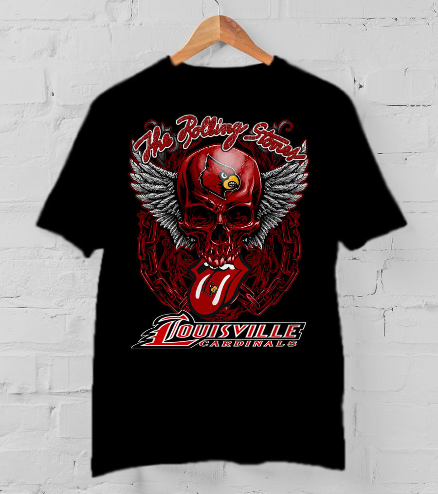 The Rolling Stones Louisville Cardinals Skull With Wings And Tongue T-Shirt