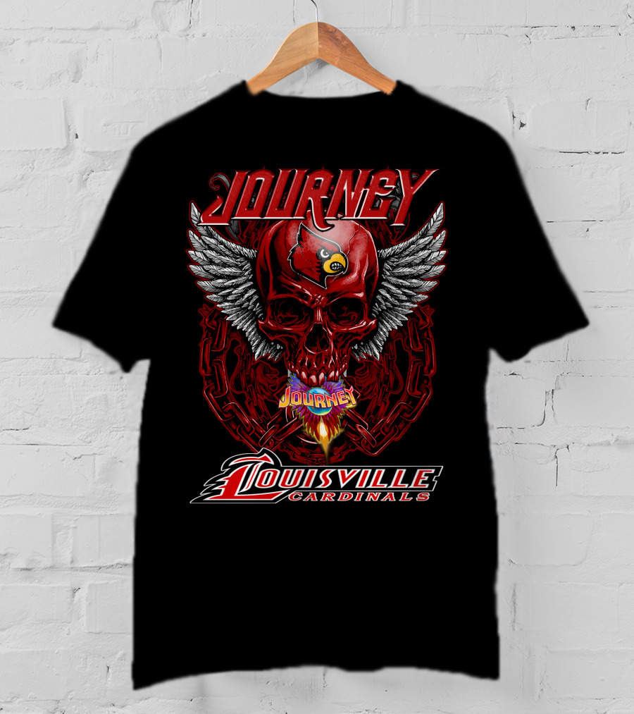 Journey Louisville Cardinals Skull Wings T-Shirt