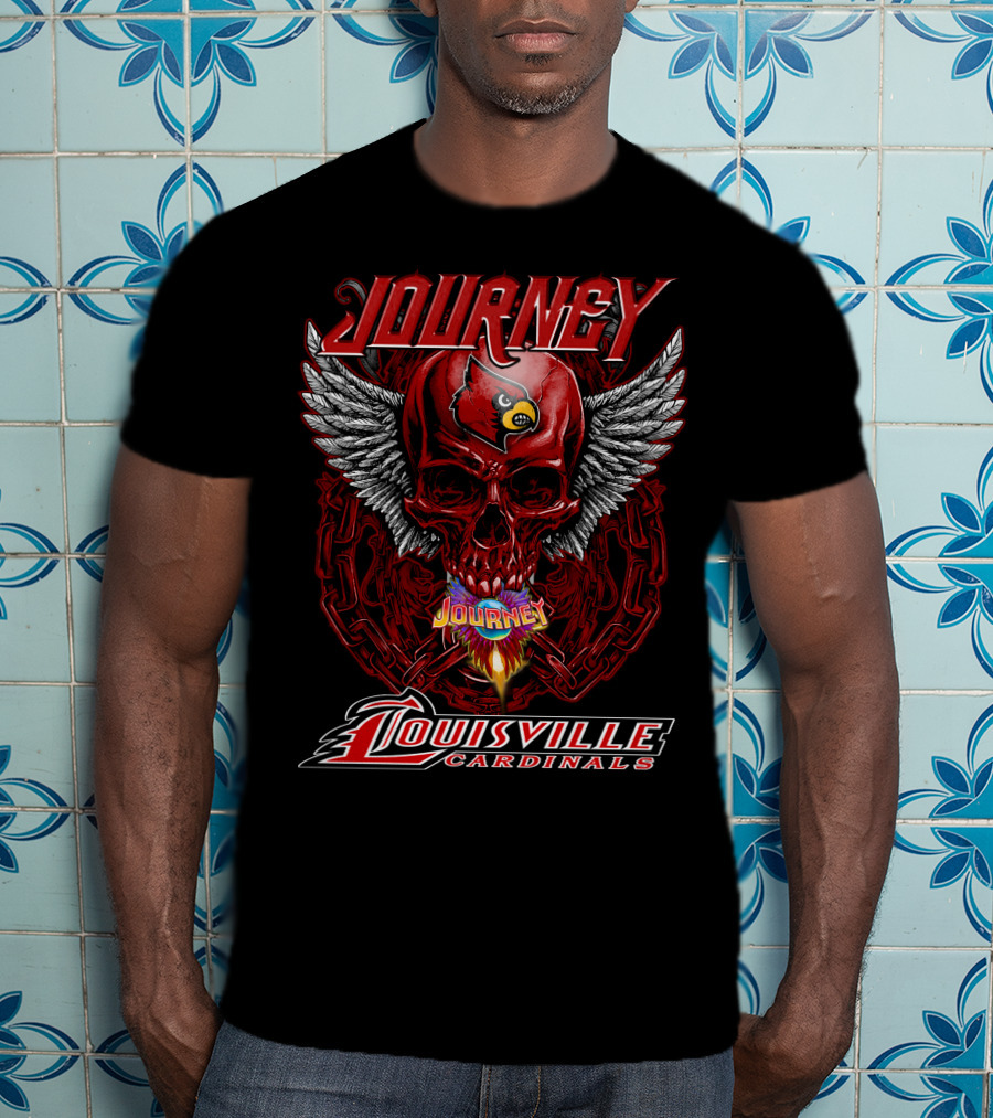 Journey Louisville Cardinals Skull Wings T-Shirt