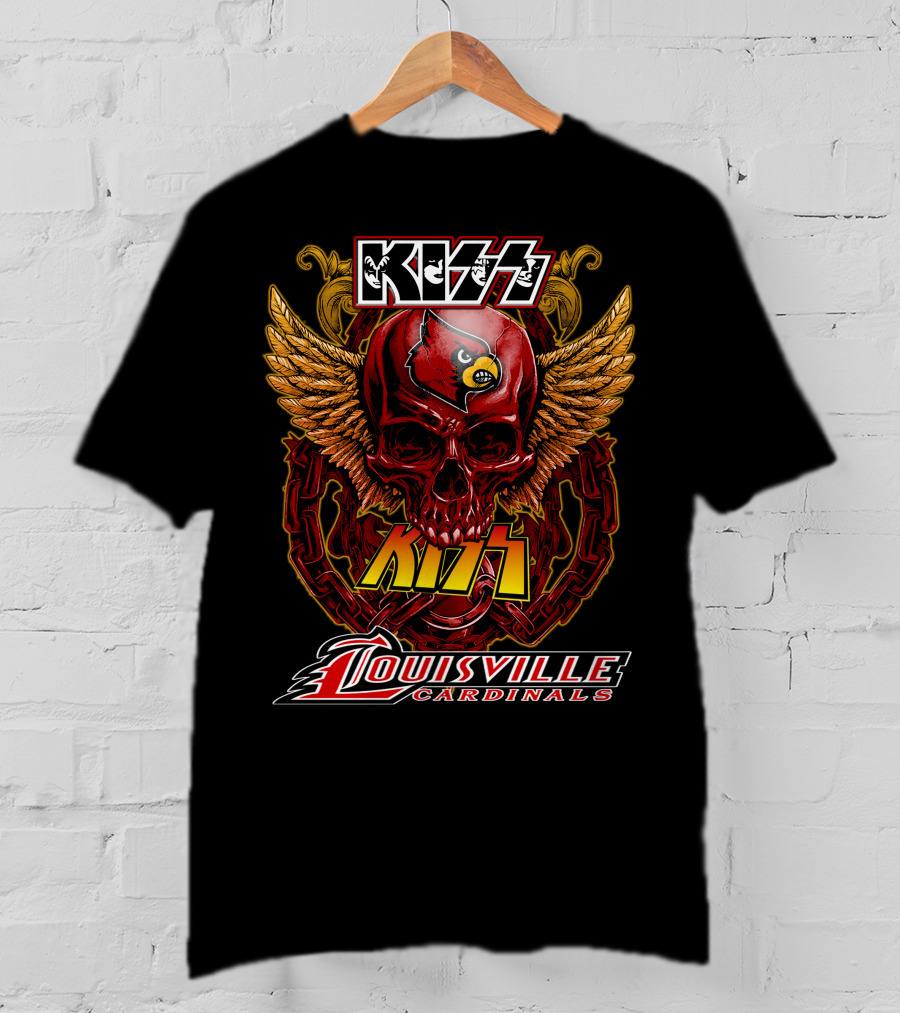 KISS Louisville Cardinals Skull Wings T-Shirt