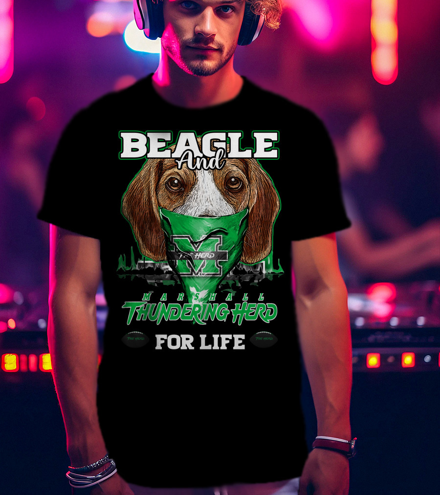 Beagle And Marshall Thundering Herd For Life T-Shirt