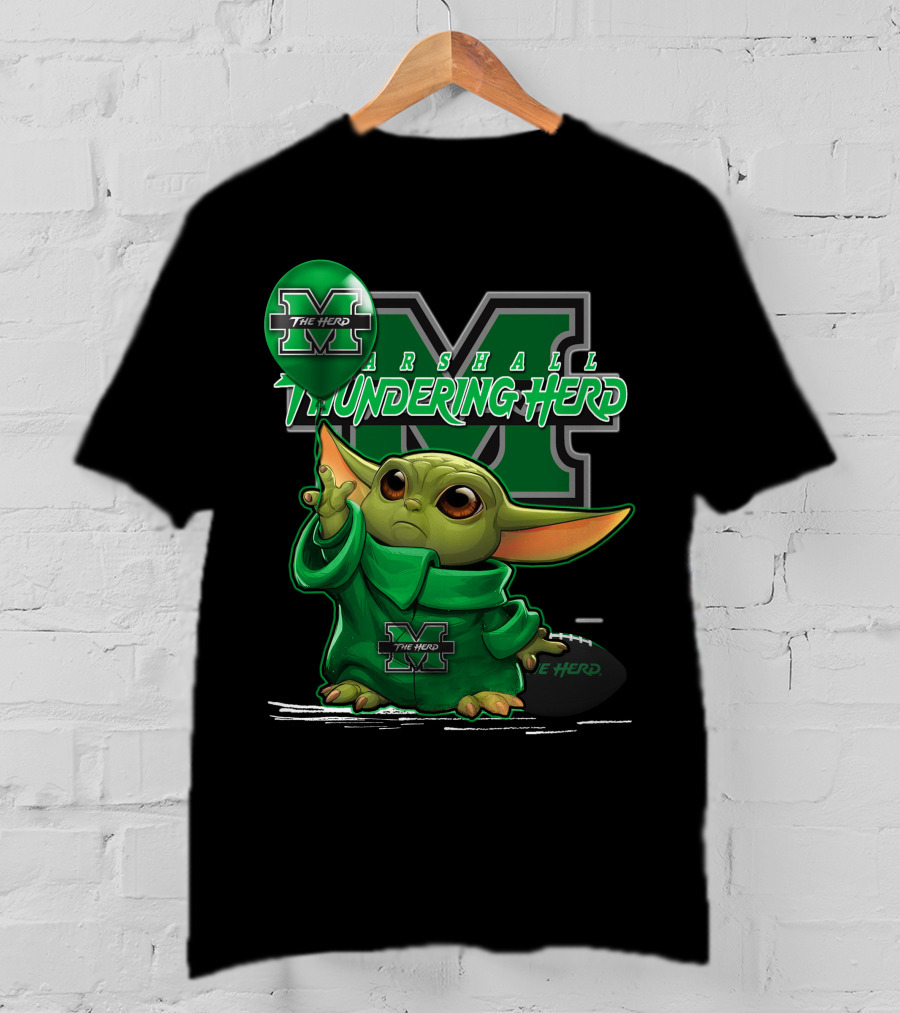 Yoda The Herd Marshall Thundering Herd Football Balloon T-Shirt