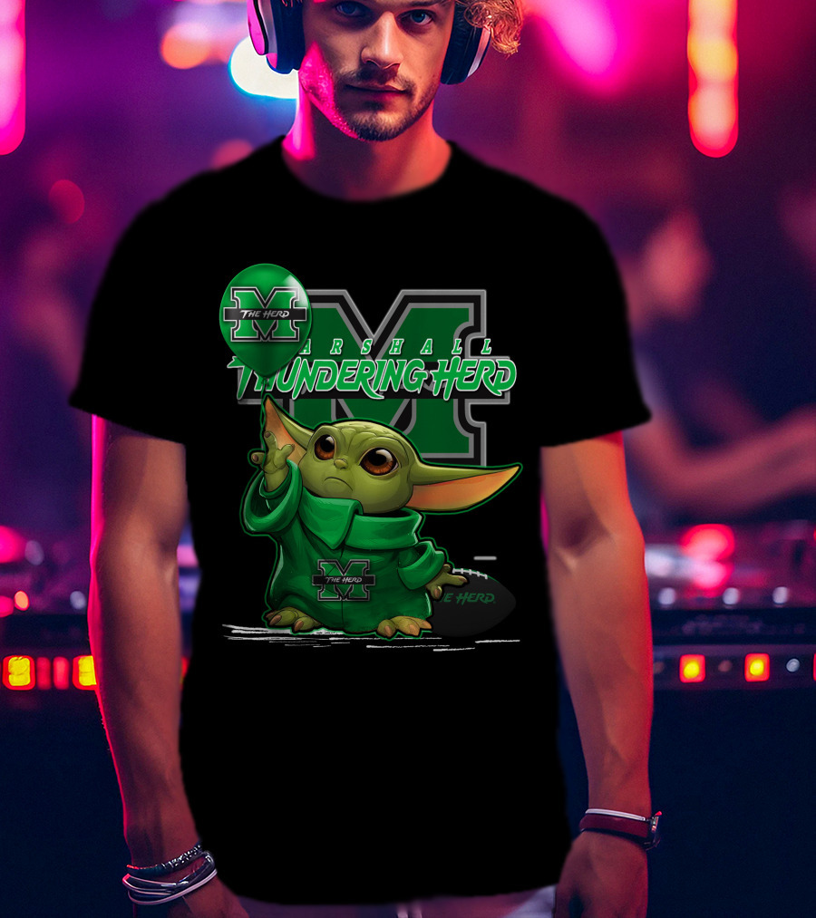 Yoda The Herd Marshall Thundering Herd Football Balloon T-Shirt