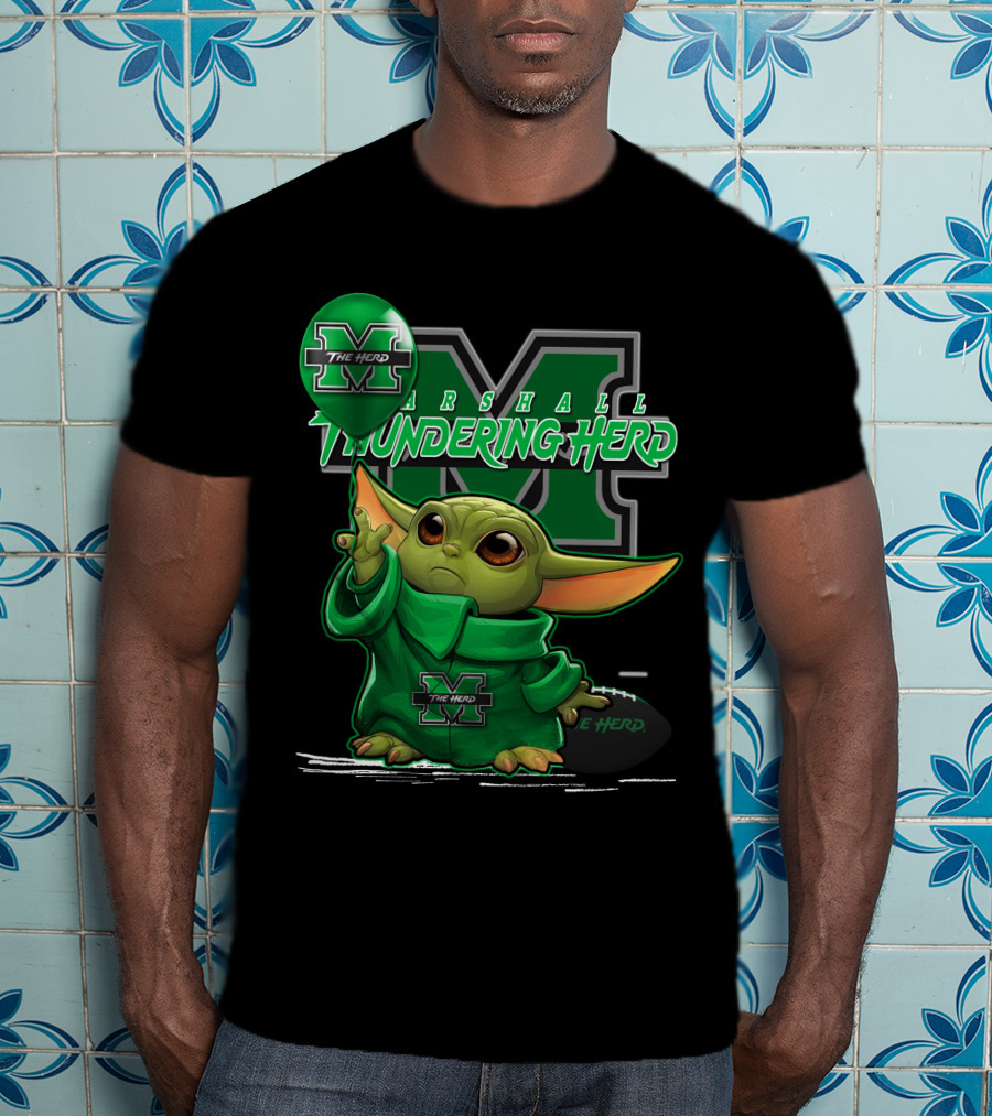 Yoda The Herd Marshall Thundering Herd Football Balloon T-Shirt