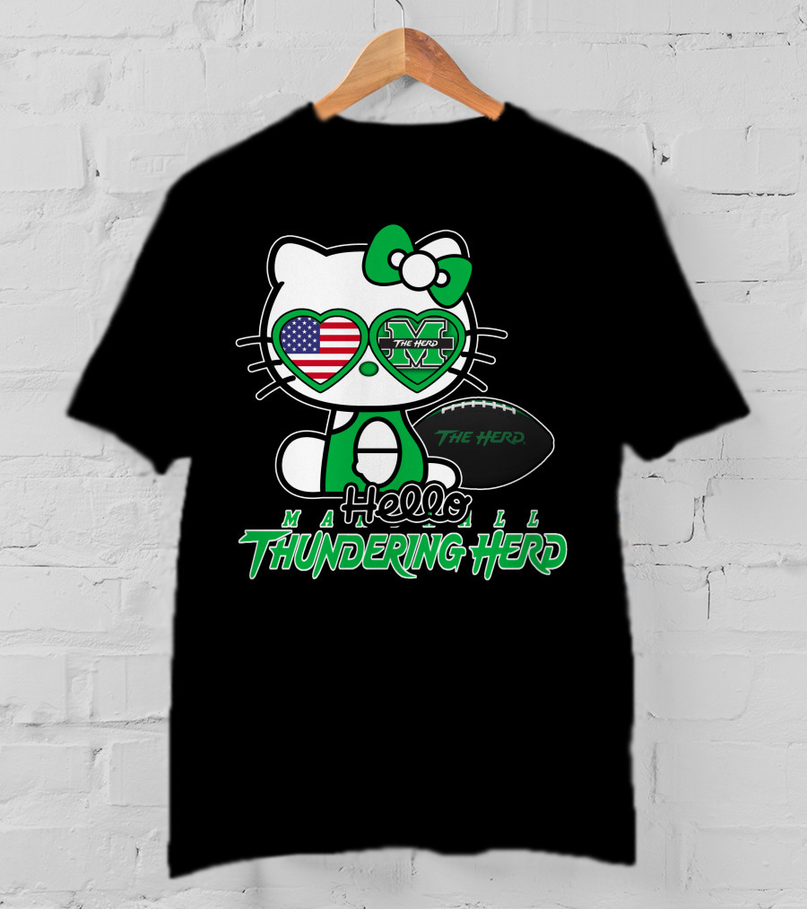 Hello Kitty Marshall The Herd Thundering Herd Football T-Shirt
