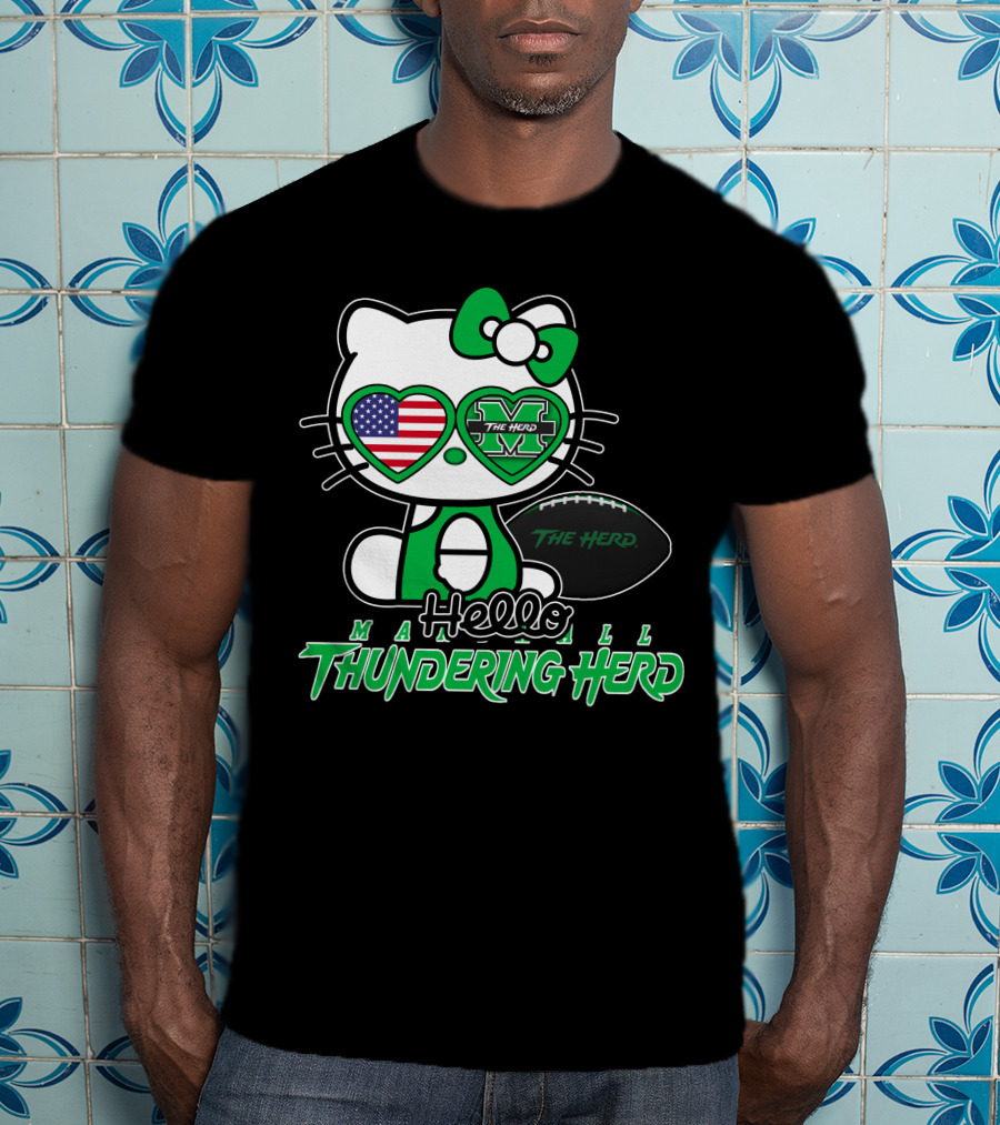 Hello Kitty Marshall The Herd Thundering Herd Football T-Shirt