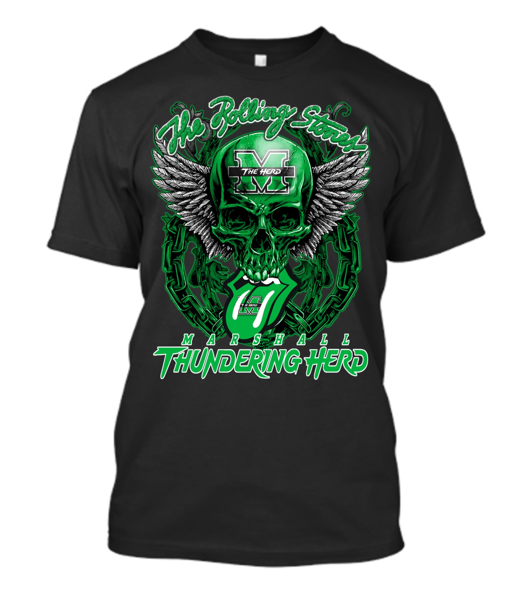 The Rolling Stones Marshall Thundering Herd Skull With Wings And Tongue T-Shirt