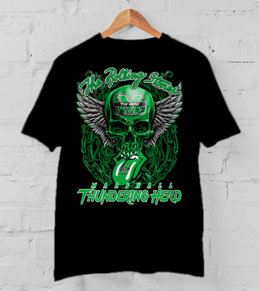 The Rolling Stones Marshall Thundering Herd Skull With Wings And Tongue T-Shirt