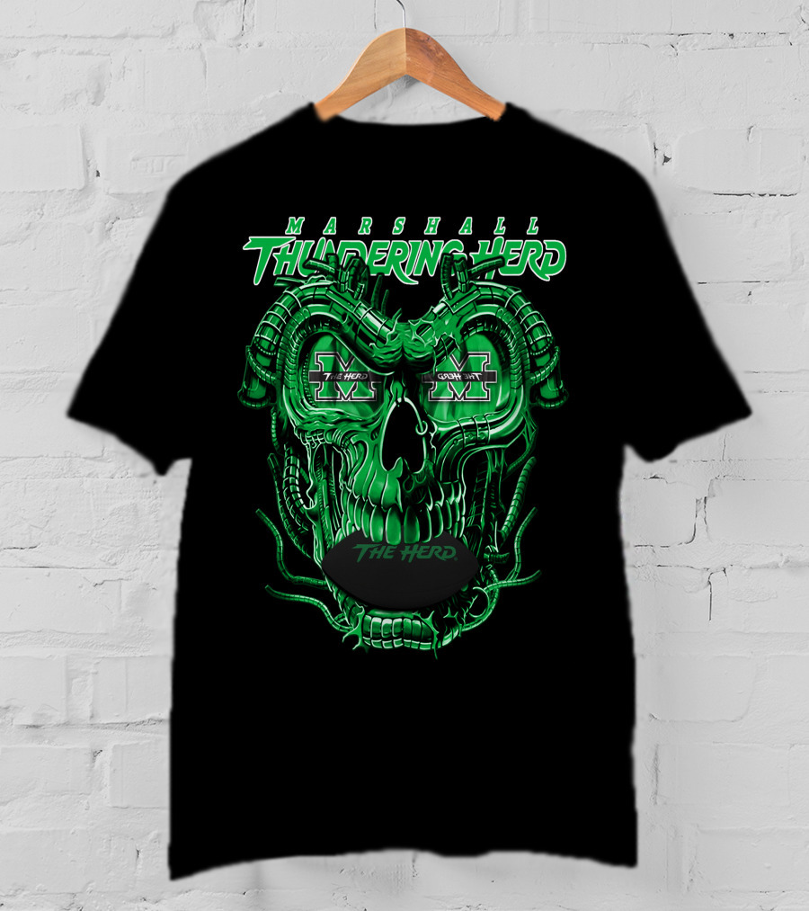 Marshall Thundering Herd Dragonskull The Herd Green X T-Shirt