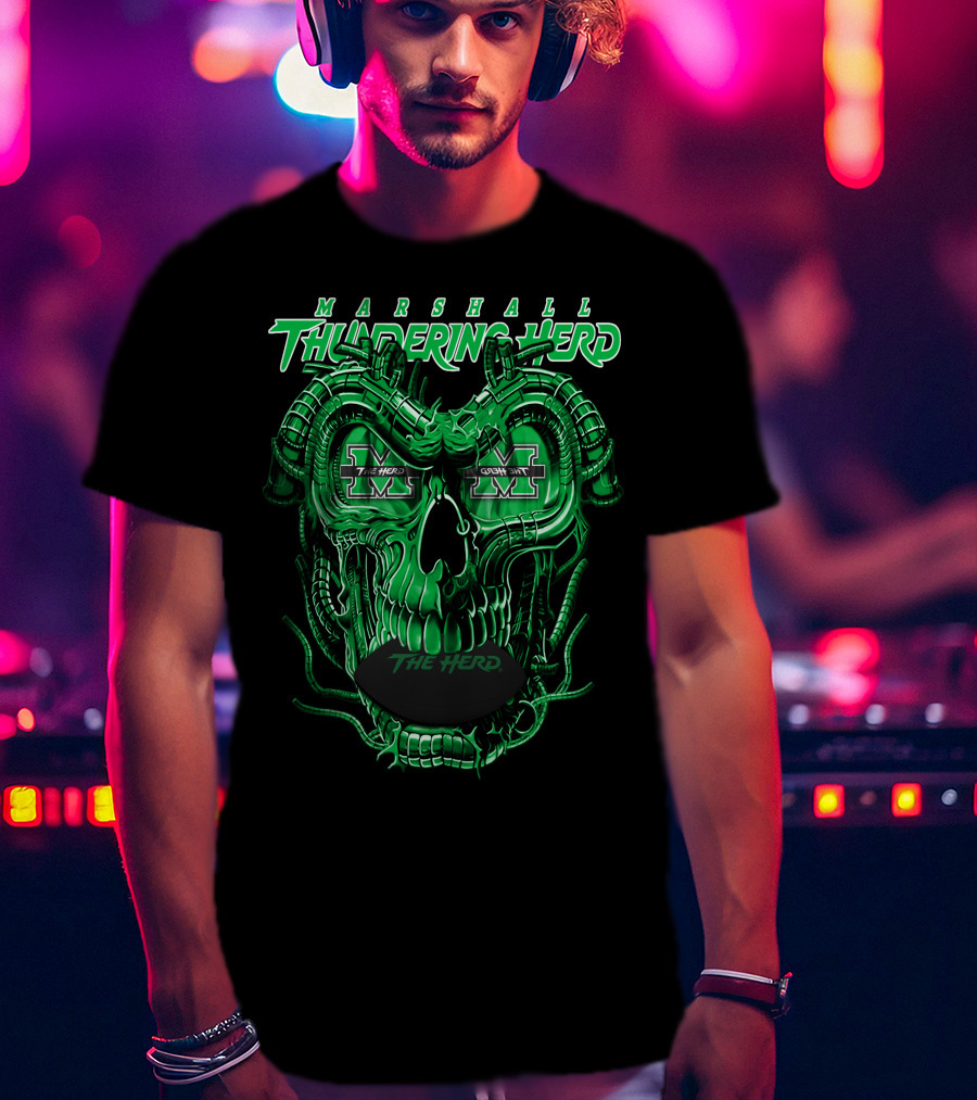 Marshall Thundering Herd Dragonskull The Herd Green X T-Shirt
