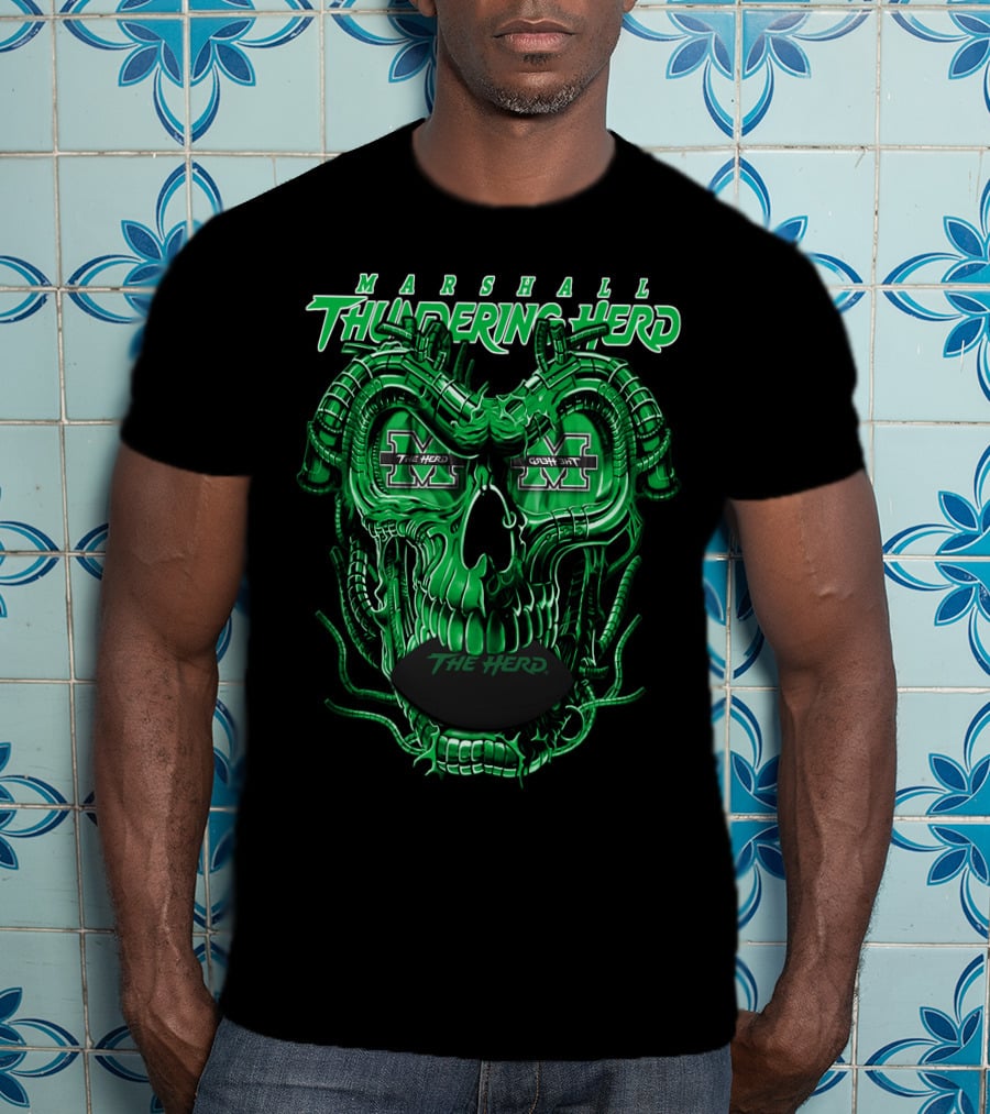 Marshall Thundering Herd Dragonskull The Herd Green X T-Shirt