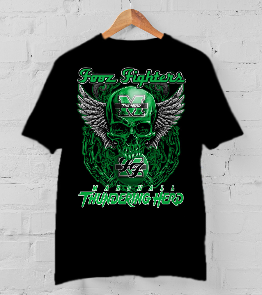 Fooz Fighters Marshall Thundering Herd The Herd Skull Wings Chain 92 T-Shirt