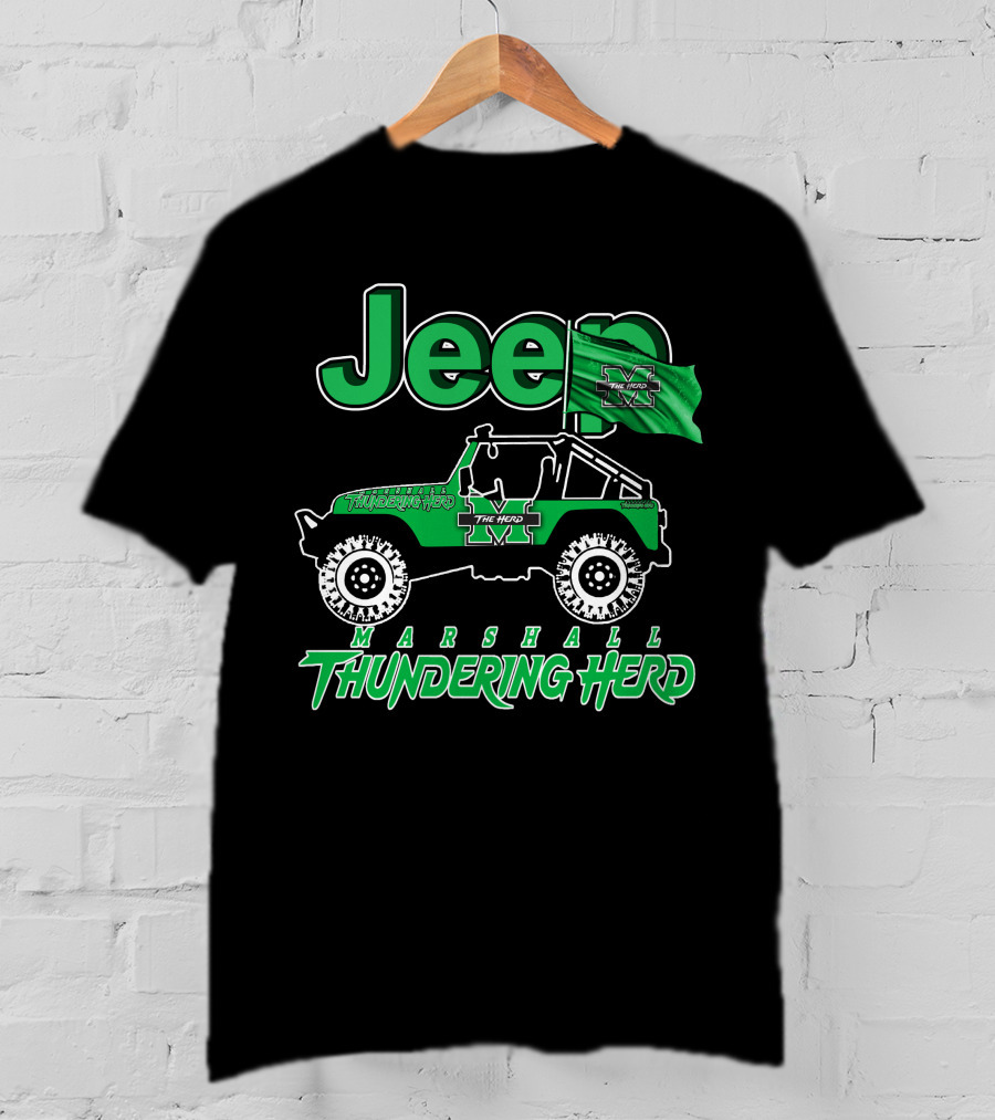 Jeep Marshall Thundering Herd The Herd Green Flag T-Shirt