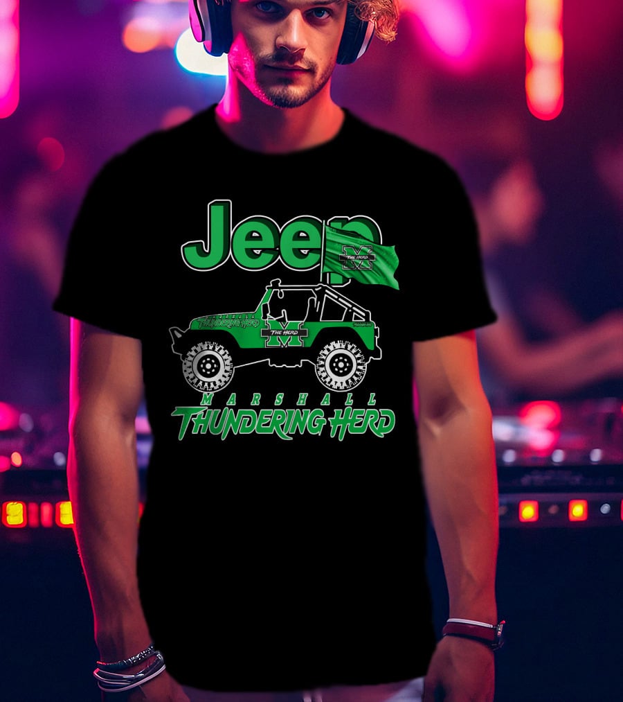 Jeep Marshall Thundering Herd The Herd Green Flag T-Shirt