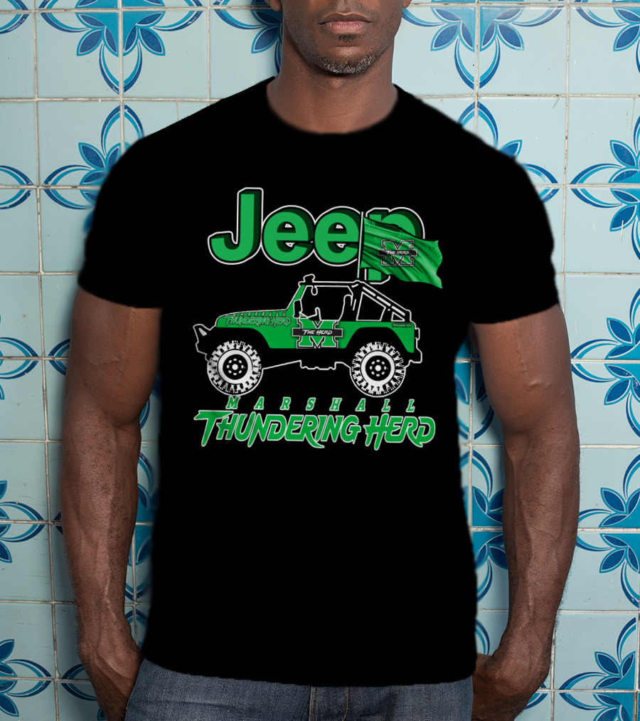 Jeep Marshall Thundering Herd The Herd Green Flag T-Shirt