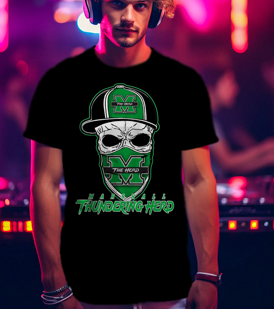 Marshall Thundering Herd Skull Hat The Herd M T-Shirt