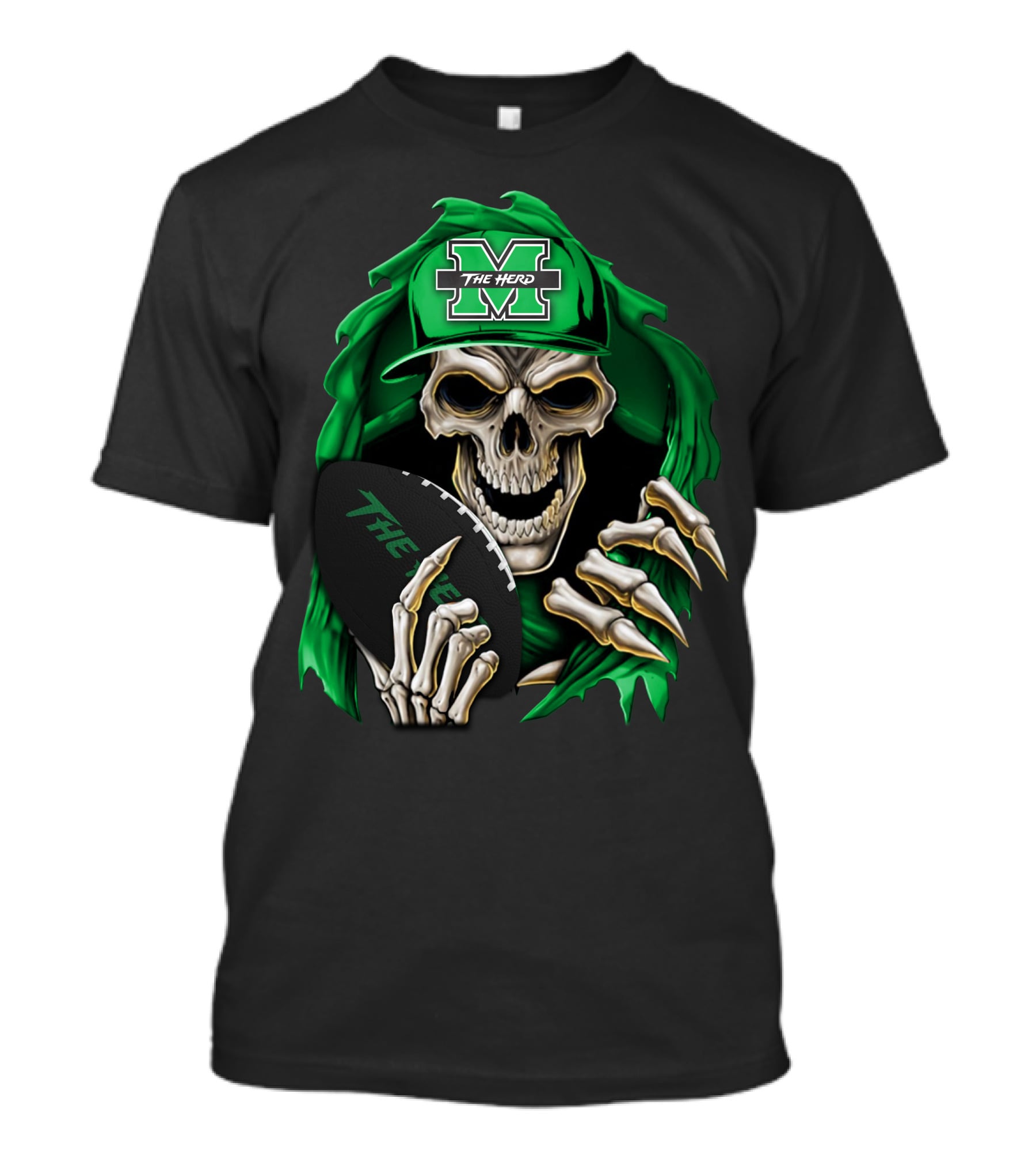 Skullbong Marshall Thundering Herd The Herd M Icon With Football T-Shirt
