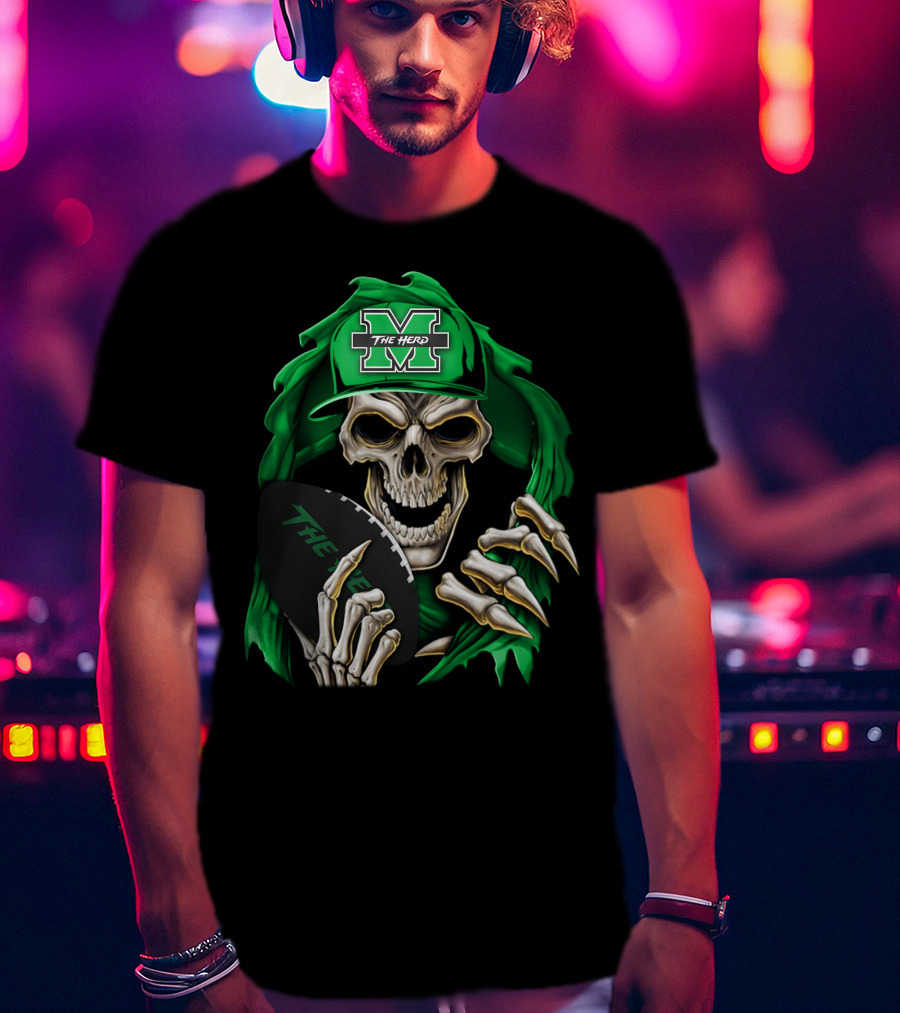 Skullbong Marshall Thundering Herd The Herd M Icon With Football T-Shirt