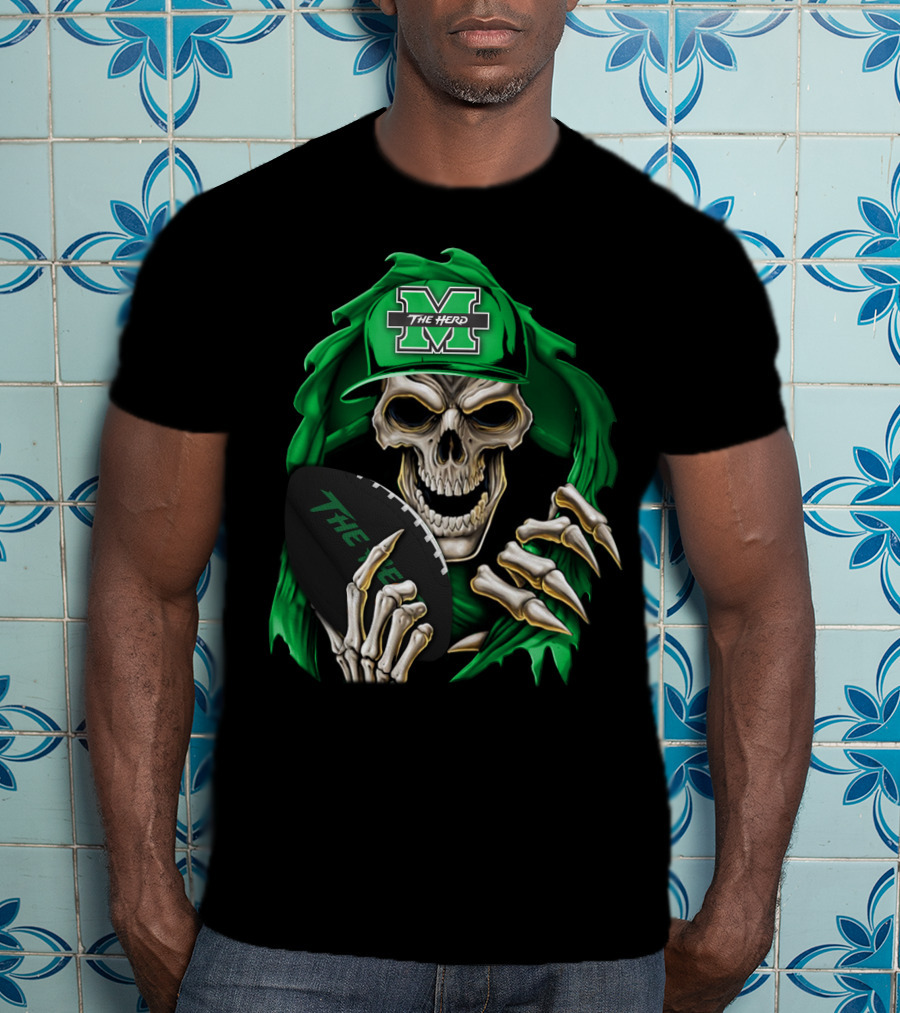 Skullbong Marshall Thundering Herd The Herd M Icon With Football T-Shirt