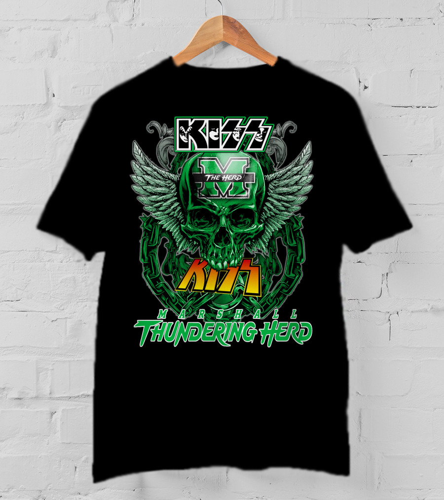 Kiss Marshall Thundering Herd M The Herd Skull Wings Chains T-Shirt