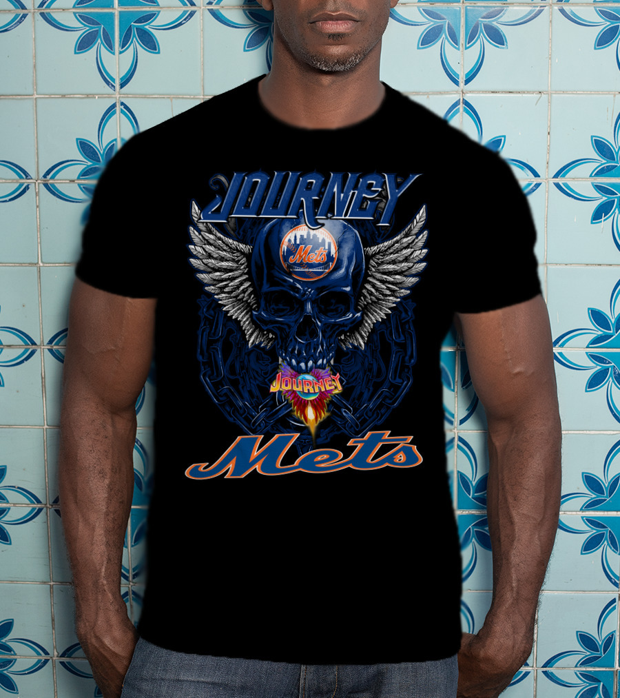 Journey Mets Skull Wings Flame T-Shirt