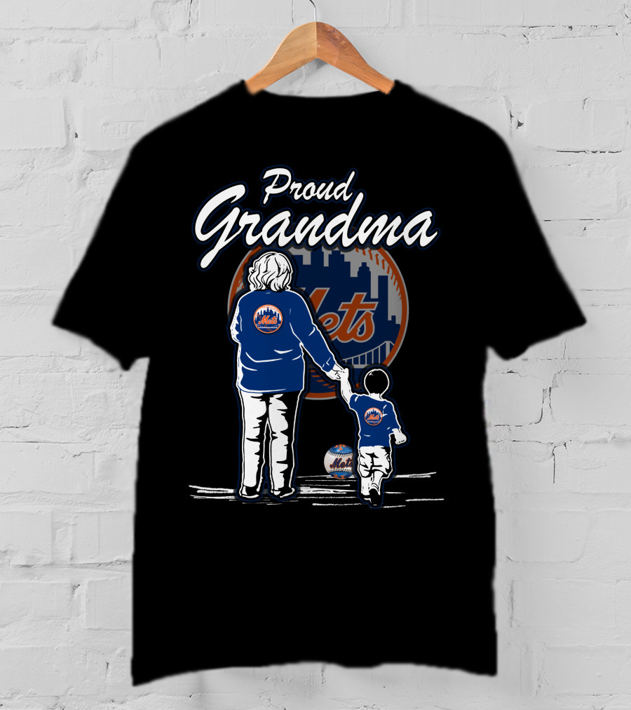 Proud Grandma New York Mets Family Skyline Baseball T-Shirt