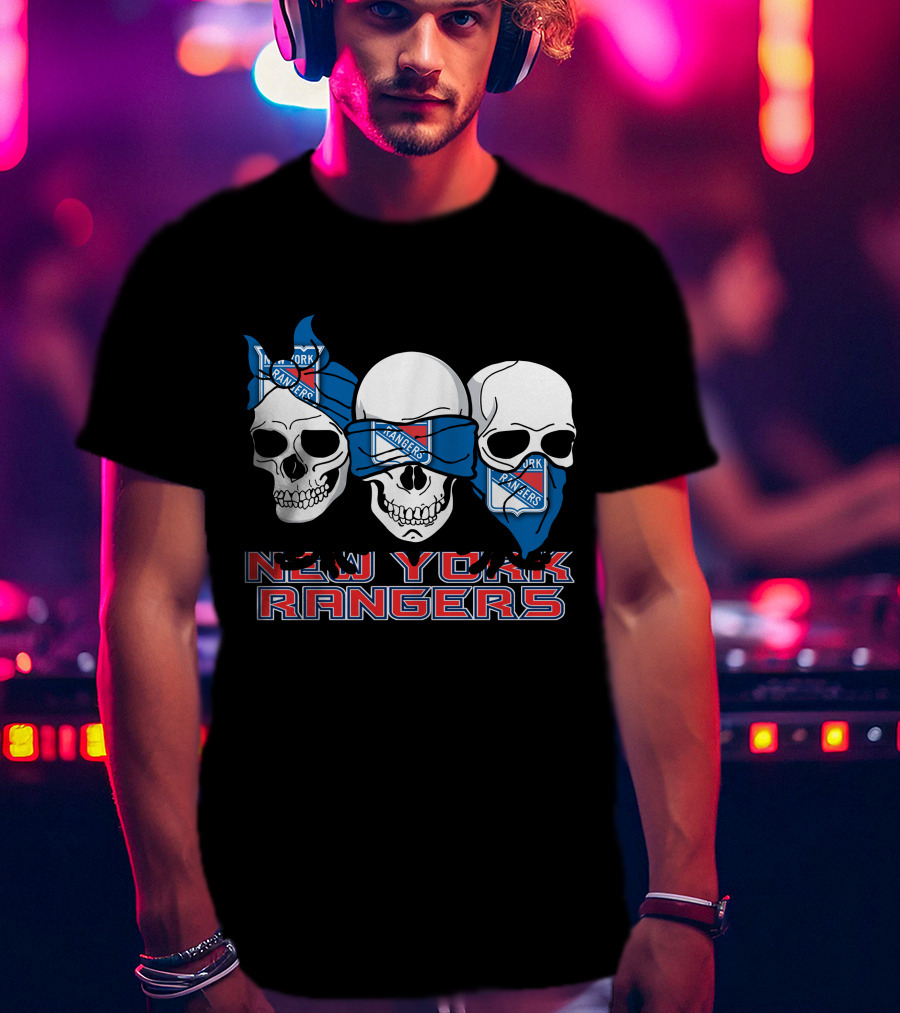New York Rangers Skulls Fan T-Shirt